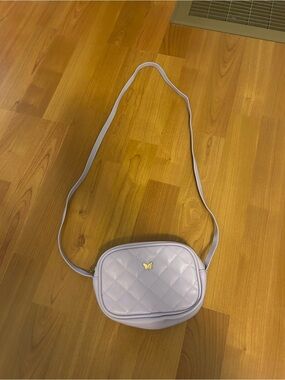 SHEIN Lavender Quilted Crossbody Bag with Gold Butterfly